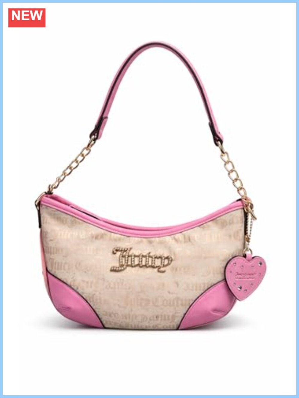 Juicy Couture Block Party Shoulder Bag Faux Leather Gold-Tone Chain